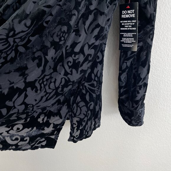 NEW Catherines Womens Plus 2X Black Velvet Burnout Shirt Long Sleeve Button Up - Picture 10 of 12
